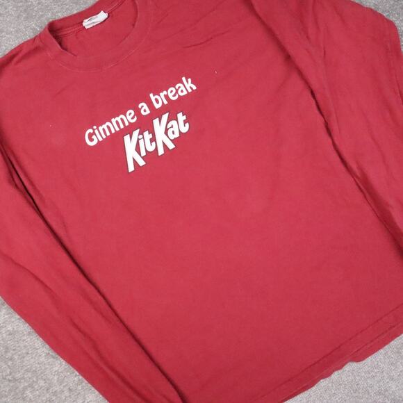 VTG Kit Kat Chocolate Candy Gimme a Break Medium Red Long Sleeve T-Shirt - Picture 8 of 9